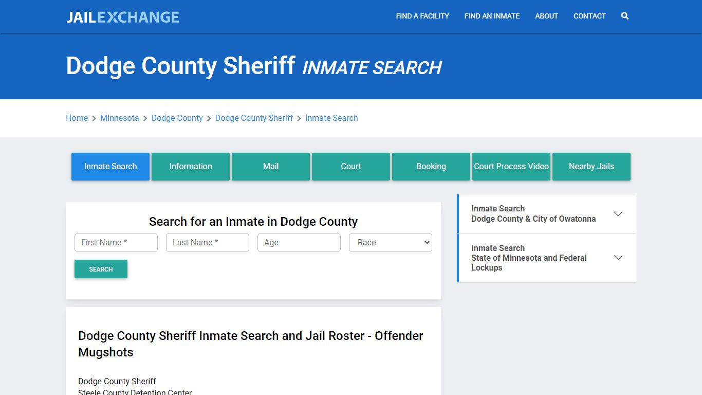 Dodge County Sheriff, MN Inmate Search: Roster & Mugshots - Jail Exchange