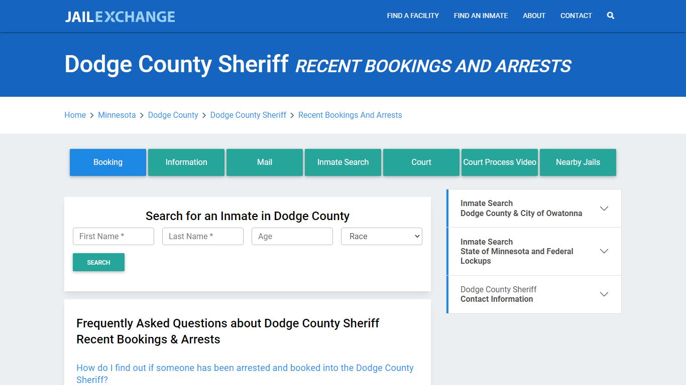 Dodge County Sheriff MN Recent Arrests and Bookings - Jail Exchange