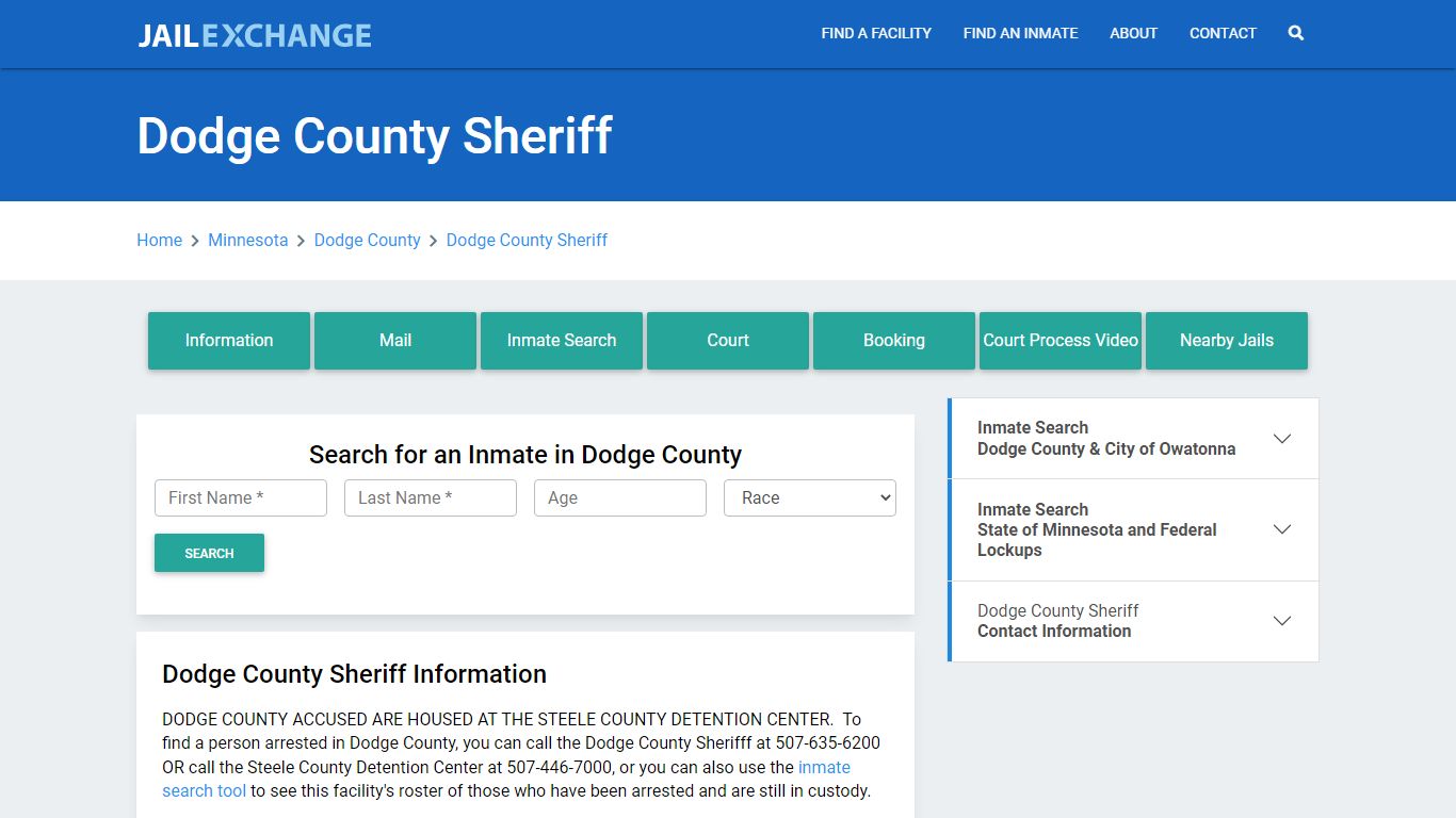 Dodge County Sheriff Roster Lookup, MN, Inmate Search - Jail Exchange